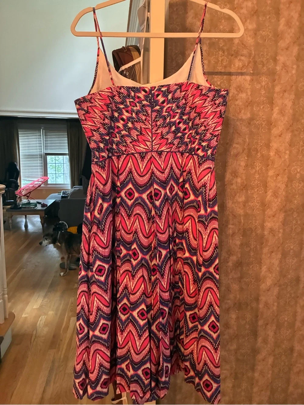 Tory Burch Pink and Blue Geometric Midi Sundress
